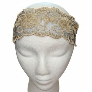 Embroidered Stretch Headband Gold Black Boho Sparkle Festival Fairycore OS